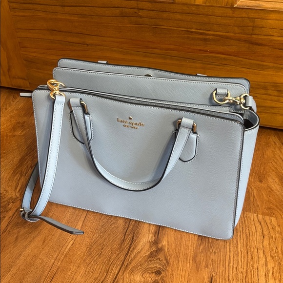 Kate Spade Laurel Way Reese satchel bag in Saffiano leather, light blue - Picture 7 of 7